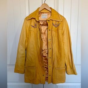 Vintage Deerskin Leather Jacket with Beaded Detail
